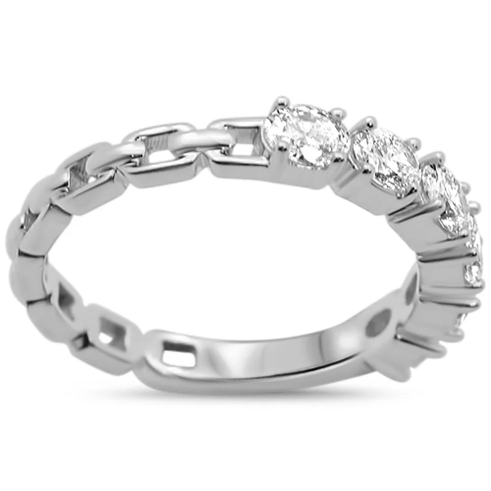 <span style="color:purple">SPECIAL!</span>.92ct G SI 14KT White Gold Oval Diamond Reversible Band Ring Size 6.5
