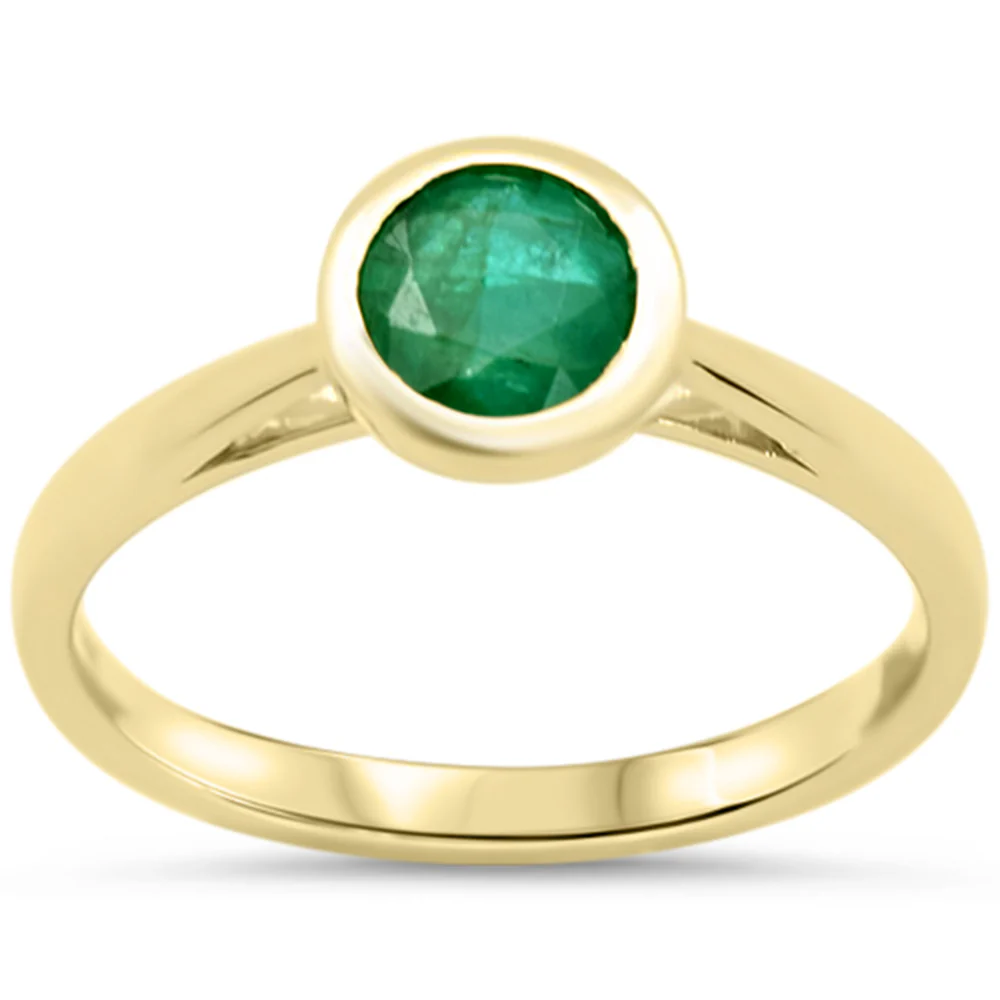 <span style="color:purple">SPECIAL!</span>.74ct G SI 14KT Yellow Gold Round Shape Emerald Gemstone Solitaire Ring Size 6.5