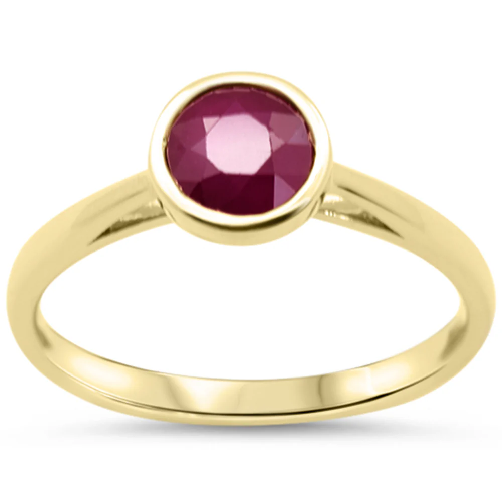 <span style="color:purple">SPECIAL!</span>1.22ct G SI 14KT Yellow Gold Round Shape Ruby Gemstone Solitaire Ring Size 6.5