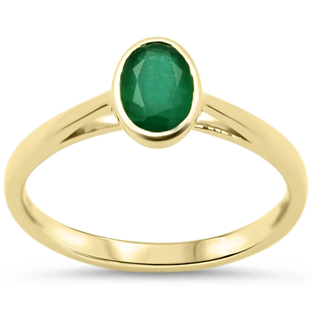 <span style="color:purple">SPECIAL!</span>.72ct G SI 14KT Yellow Gold Oval Shape Emerald Gemstone Solitaire Ring Size 6.5
