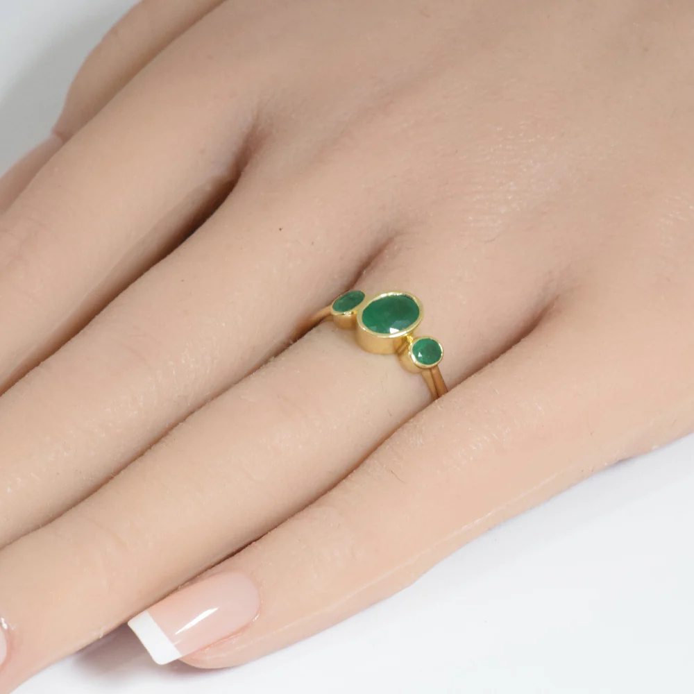 <span style="color:purple">SPECIAL!</span>1.18ct G SI 14KT Yellow Gold Oval Shape Emerald Gemstone Ring Size 6.5 - Image 2
