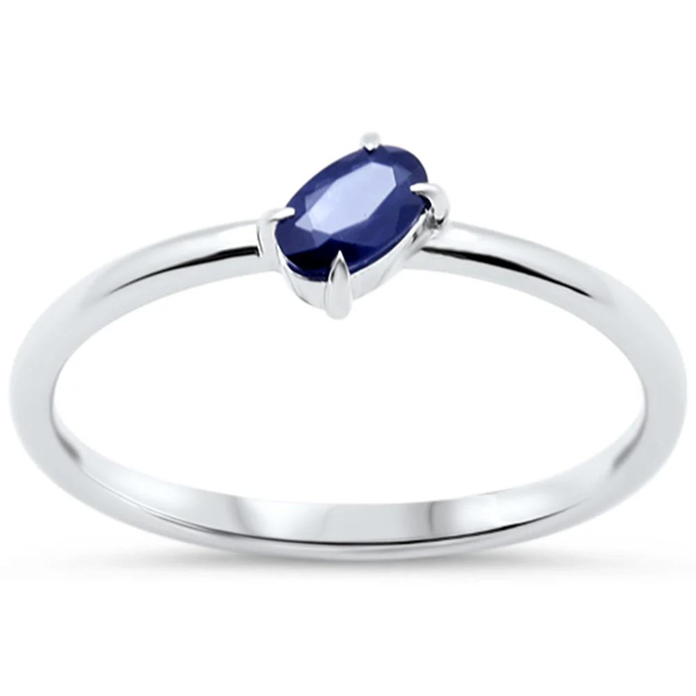 <span style="color:purple">SPECIAL!</span>.33ct G SI 14KT White Gold Blue Sapphire Gemstone Solitaire Ring Size 6.5