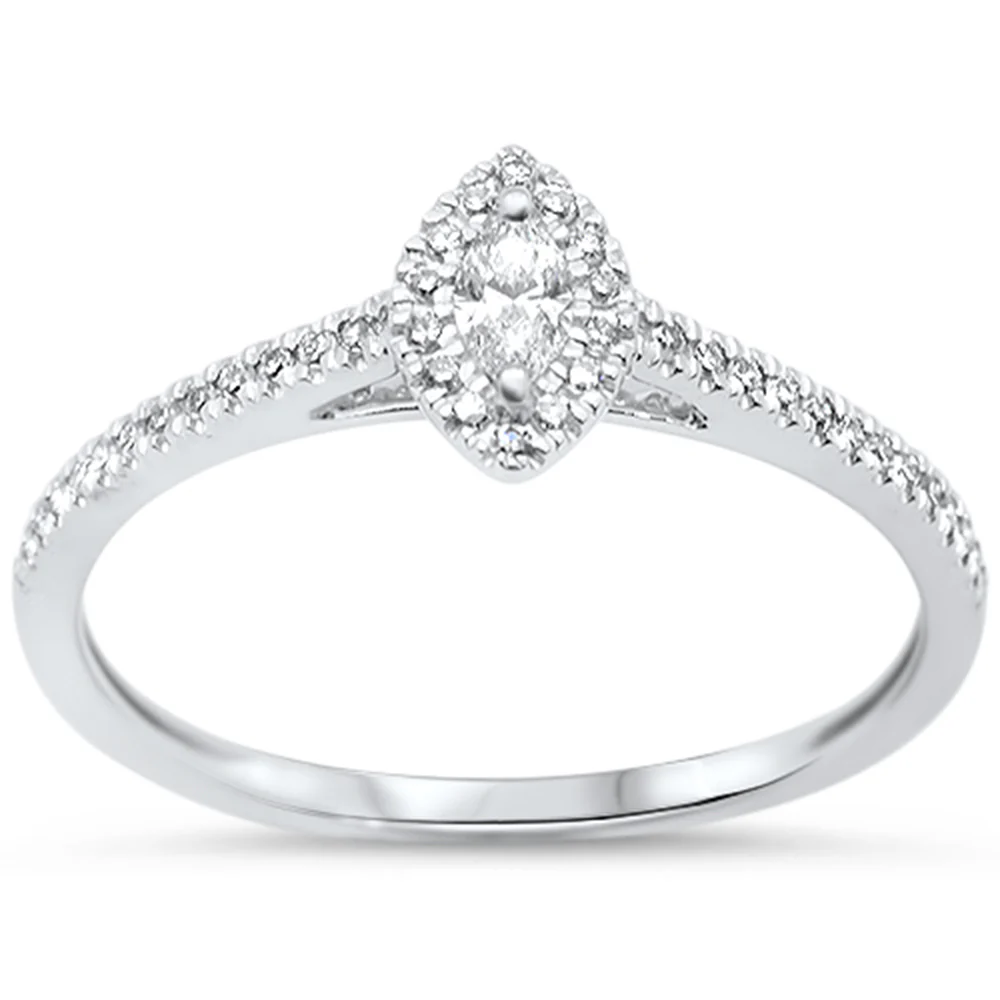 <span style="color:purple">SPECIAL!</span>.25ct G SI 14KT White Gold Marquise Diamond Engagement Ring Size 7