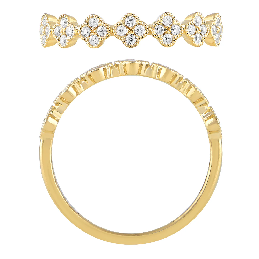 .20ct G SI 14K Yellow Gold Diamond Clover Band Ring Size 6.5 - Image 2