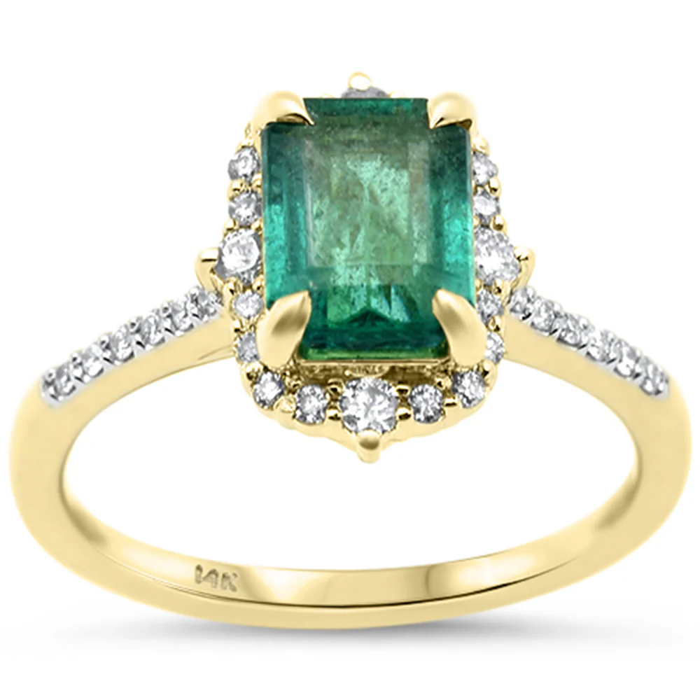 <span style="color:purple">SPECIAL!</span>1.84ct G SI 14K Yellow Gold Diamond & Emerald Gemstone Ring Size 6.5