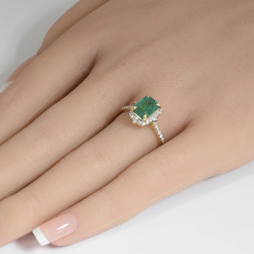 <span style="color:purple">SPECIAL!</span>1.84ct G SI 14K Yellow Gold Diamond & Emerald Gemstone Ring Size 6.5 - Image 2