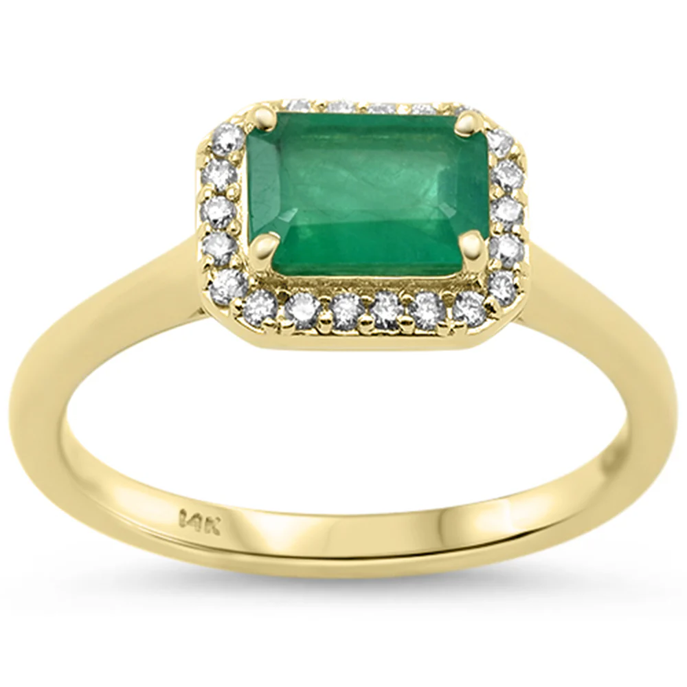 <span style="color:purple">SPECIAL!</span>.93ct G SI 14K Yellow Gold Diamond & Emerald Gemstone Ring Size 6.5