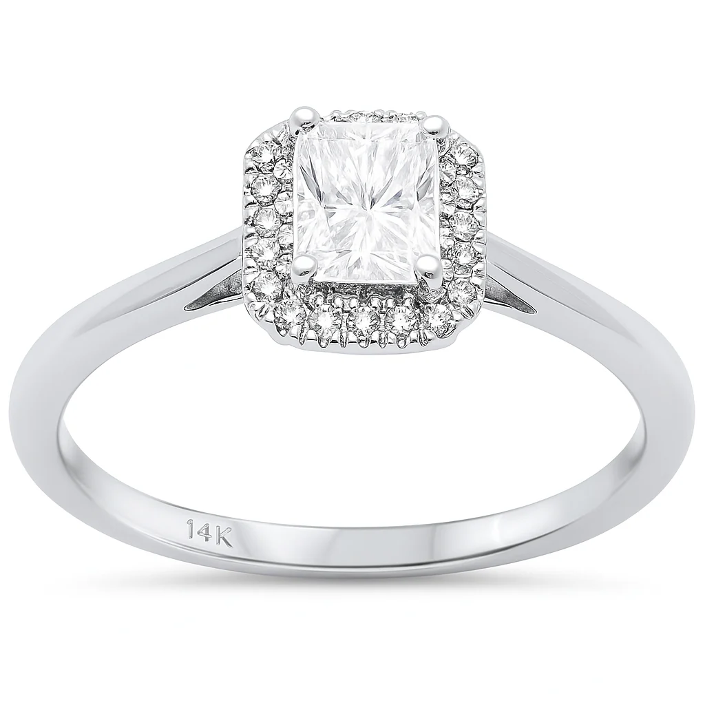 <span style="color:purple">SPECIAL!</span>.57ct G SI 14K White Gold Radiant Cut Diamond Engagement Ring Size 6.5