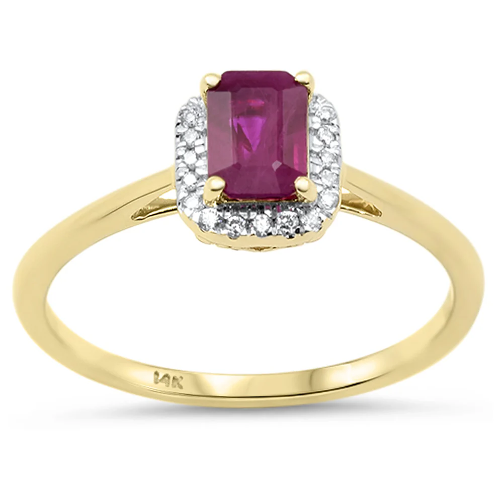<span style="color:purple">SPECIAL!</span>.88ct G SI 14K Yellow Gold Diamond & Ruby Gemstone Ring Size 6.5