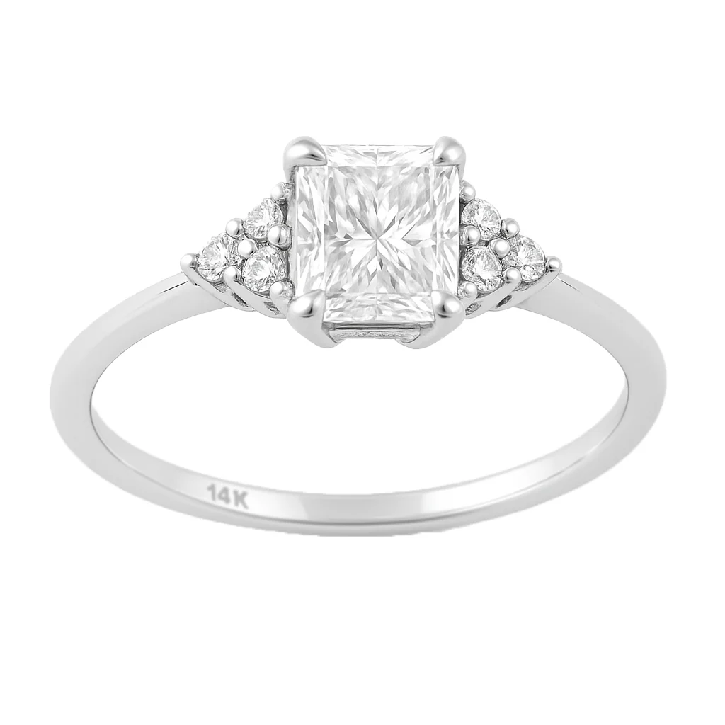 <span style="color:purple">SPECIAL!</span>.57ct G SI 14K White Gold Radiant Cut Diamond Engagement Ring Size 6.5