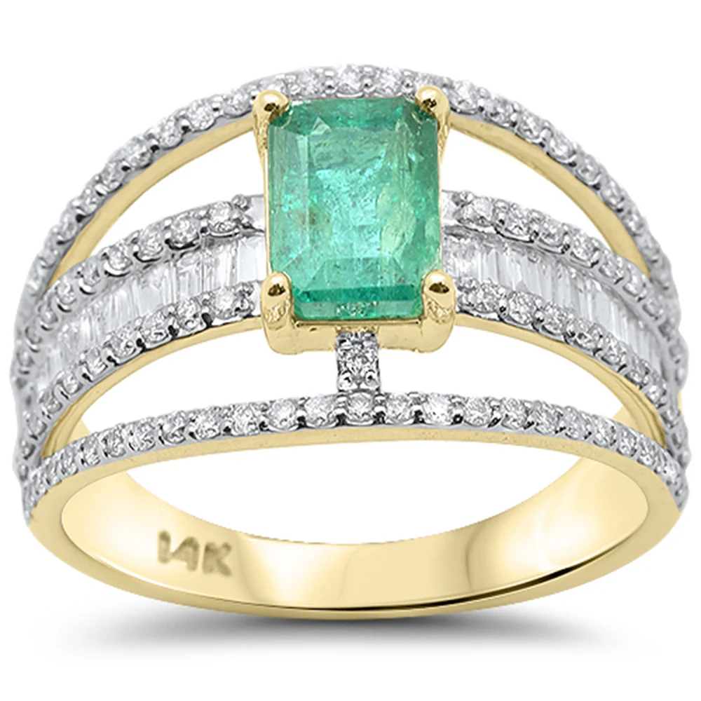 <span style="color:purple">SPECIAL!</span>1.74ct SI 14K Yellow Gold Diamond & Emerald Gemstone Ring Size 6.5