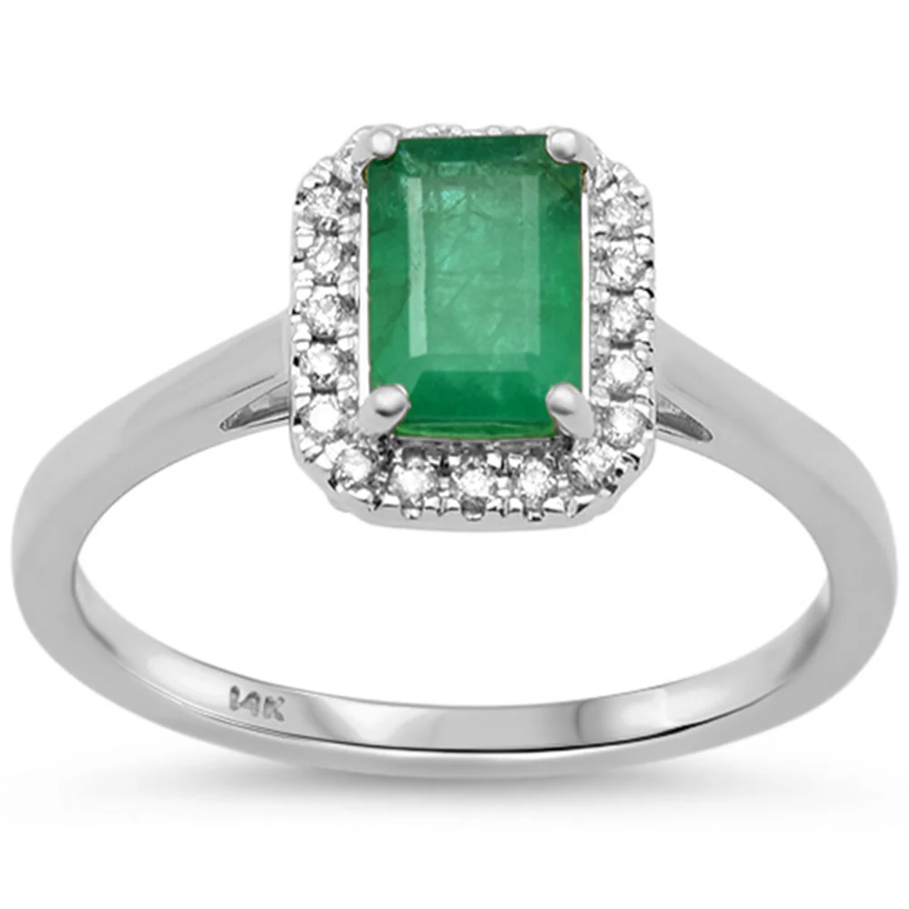 <span style="color:purple">SPECIAL!</span> 1.33ct G SI 14K White Gold Emerald Gemstone & Diamond Ring Size 6.5