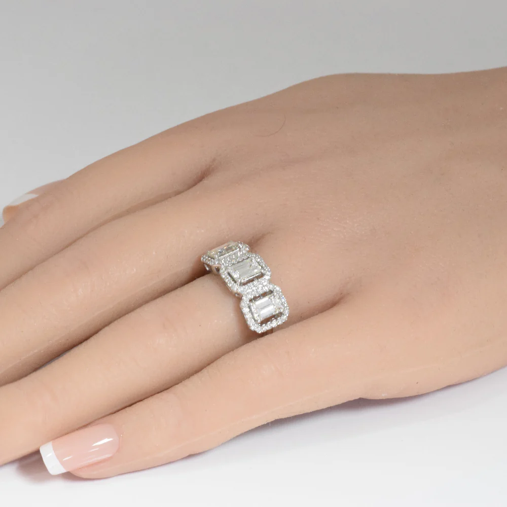 <span style="color:purple">SPECIAL!</span> 1.90ct G SI 14K White Gold Diamond & Emerald Cut Engagement Ring Size 6.5 - Image 2