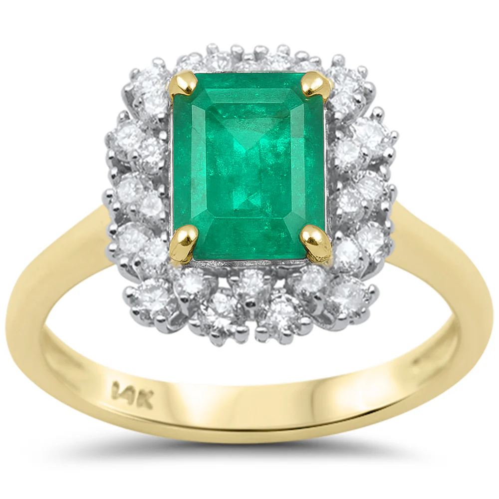 <span style="color:purple">SPECIAL!</span> 1.89ct G SI 14K Yellow Gold Diamond & Emerald Gemstone Ring Size 6.5