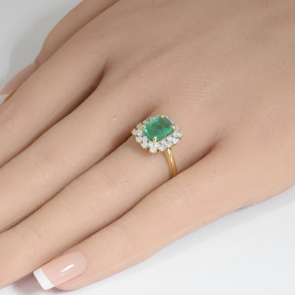 <span style="color:purple">SPECIAL!</span> 1.89ct G SI 14K Yellow Gold Diamond & Emerald Gemstone Ring Size 6.5 - Image 2