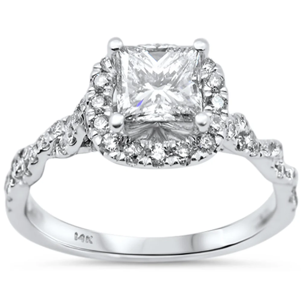 <span style="color:purple">SPECIAL!</span> 1.54ct G SI 14K White Gold Princess cut Diamond Engagement Ring Size 6.5