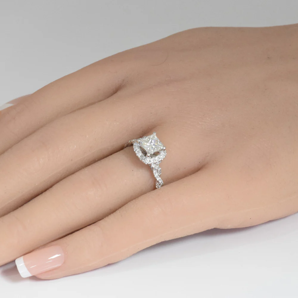 <span style="color:purple">SPECIAL!</span> 1.54ct G SI 14K White Gold Princess cut Diamond Engagement Ring Size 6.5 - Image 2