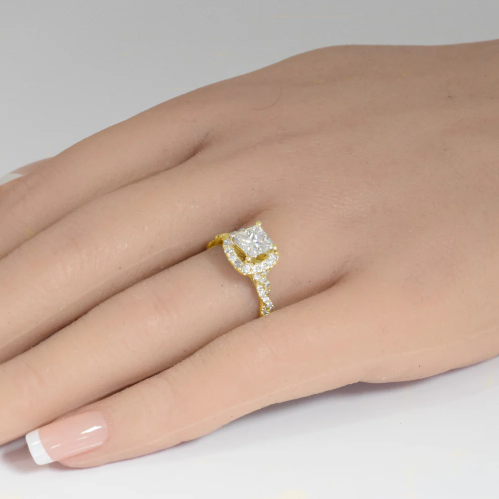 <span style="color:purple">SPECIAL!</span> 1.53ct G SI 14K Yellow Gold Diamond Princess Cut Engagement Ring Size 6.5 - Image 2