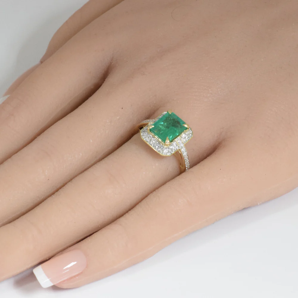 <span style="color:purple">SPECIAL!</span> 2.68ct G SI 14K Yellow Gold Diamond & Emerald Gemstone Ring Size 6.5 - Image 2