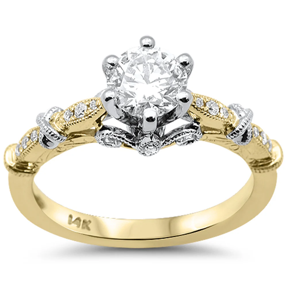 <span style="color:purple">SPECIAL!</span> 1.01ct G SI 14K Two Tone Diamond Round Diamond Engagement Ring Size 6.5