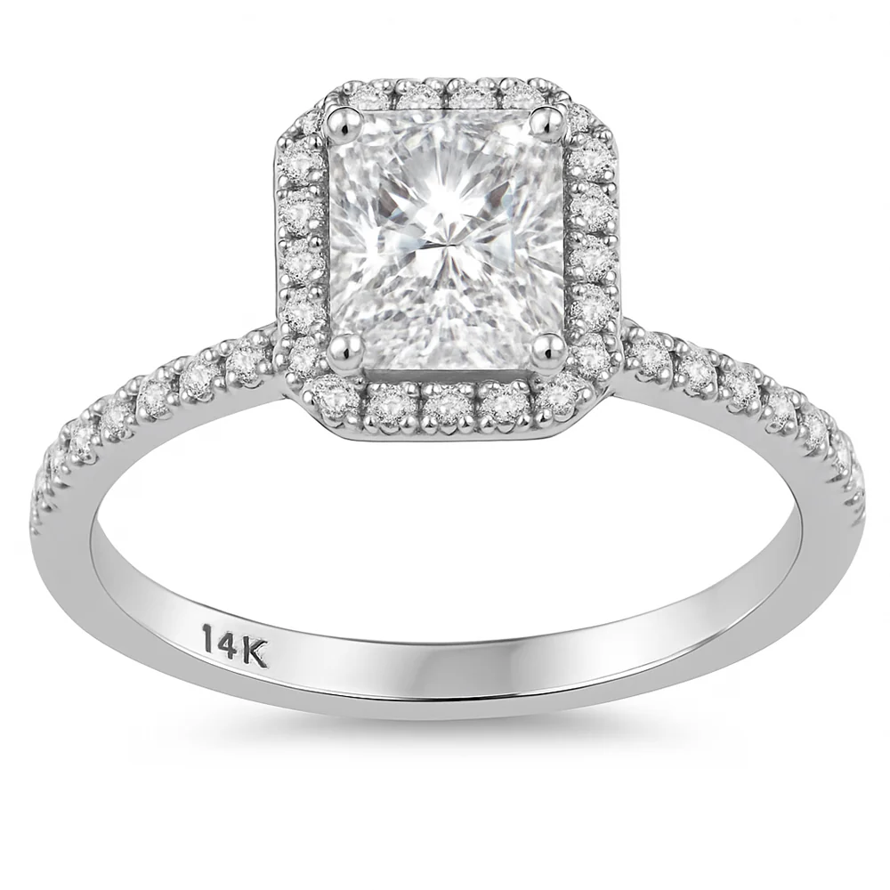 <span style="color:purple">SPECIAL!</span> 1.11ct G SI 14K White Gold Radiant Cut Diamond Engagement Ring Size 6.5