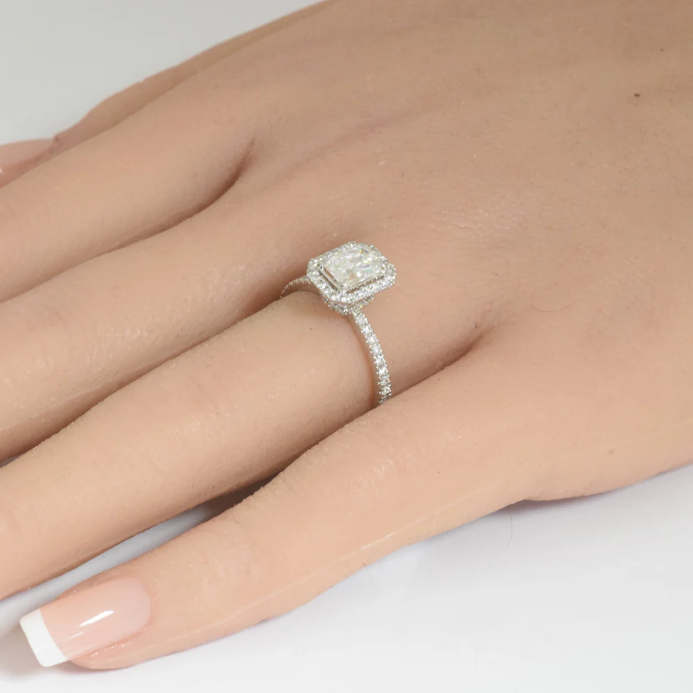 <span style="color:purple">SPECIAL!</span> 1.11ct G SI 14K White Gold Radiant Cut Diamond Engagement Ring Size 6.5 - Image 2