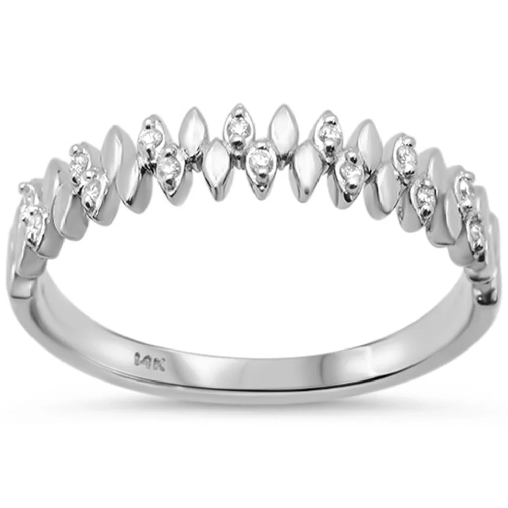 <span style="color:purple">SPECIAL!</span> .07ct G SI 14K White Gold Trendy Diamond Band Ring Size 6.5