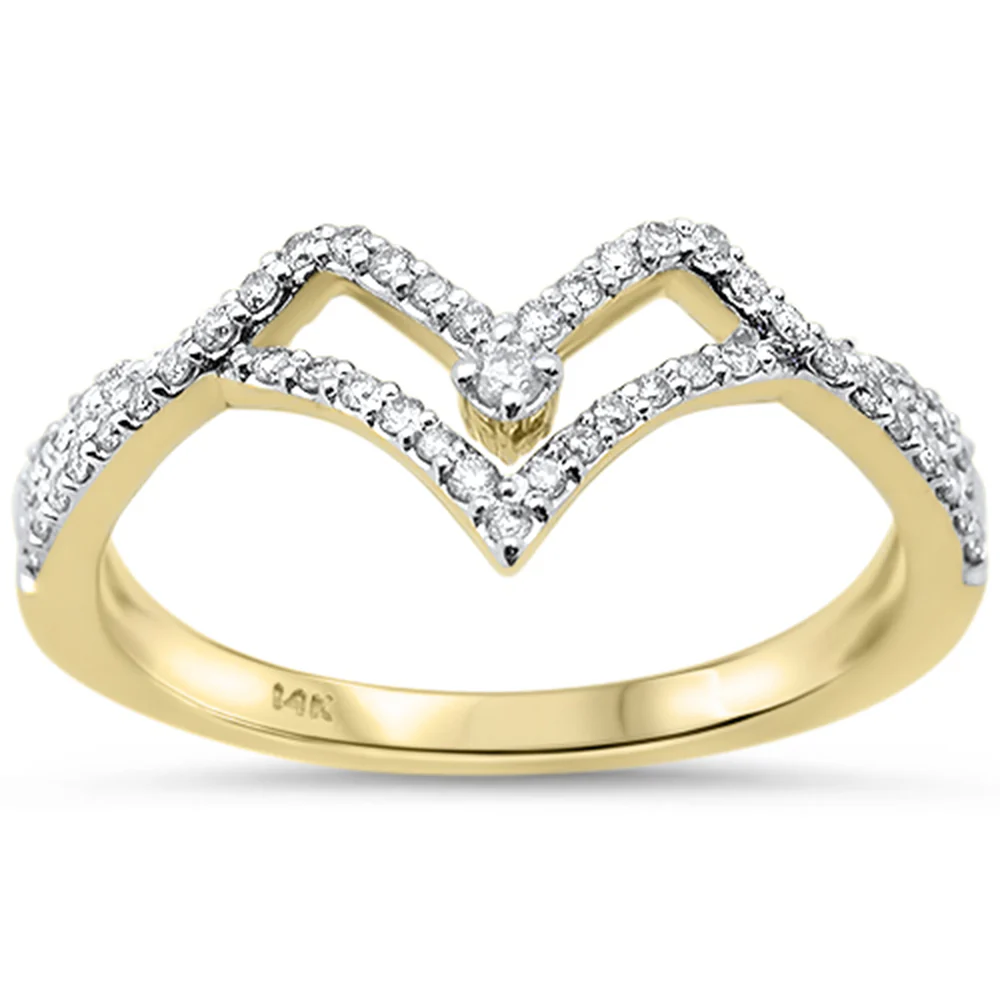 <span style="color:purple">SPECIAL!</span> .25ct G SI 14K Yellow Gold Diamond Chevron Band Ring Size 6.5