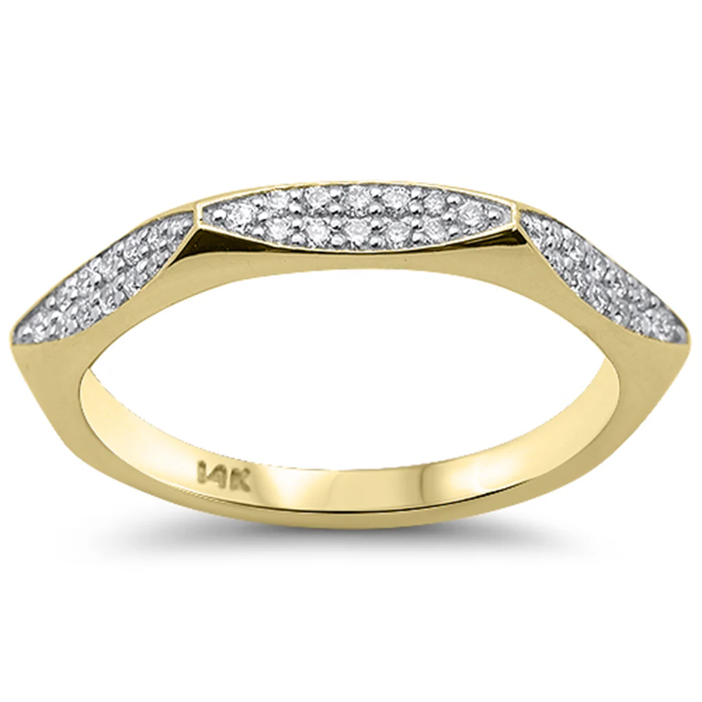<span style="color:purple">SPECIAL!</span> .19ct G SI 14K Yellow Gold Diamond Trendy Modern Band Ring Size 6.5