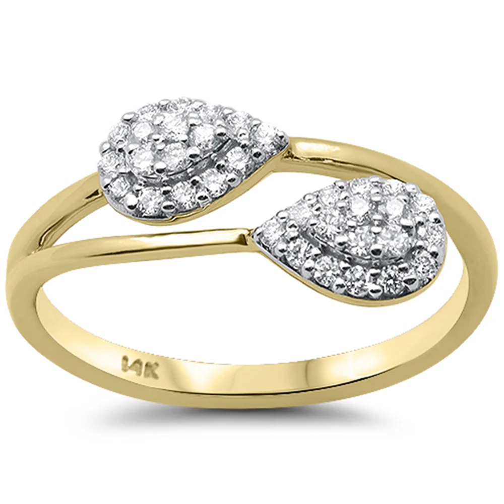 <span style="color:purple">SPECIAL!</span> .24ct G SI 14K Yellow Gold Diamond Pear Shape Band Ring Size 6.5