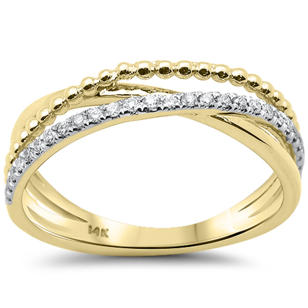 <span style="color:purple">SPECIAL!</span> .14ct G SI 14K Yellow Gold Diamond Fashion Multi Band Trendy Band Ring Size 6.5