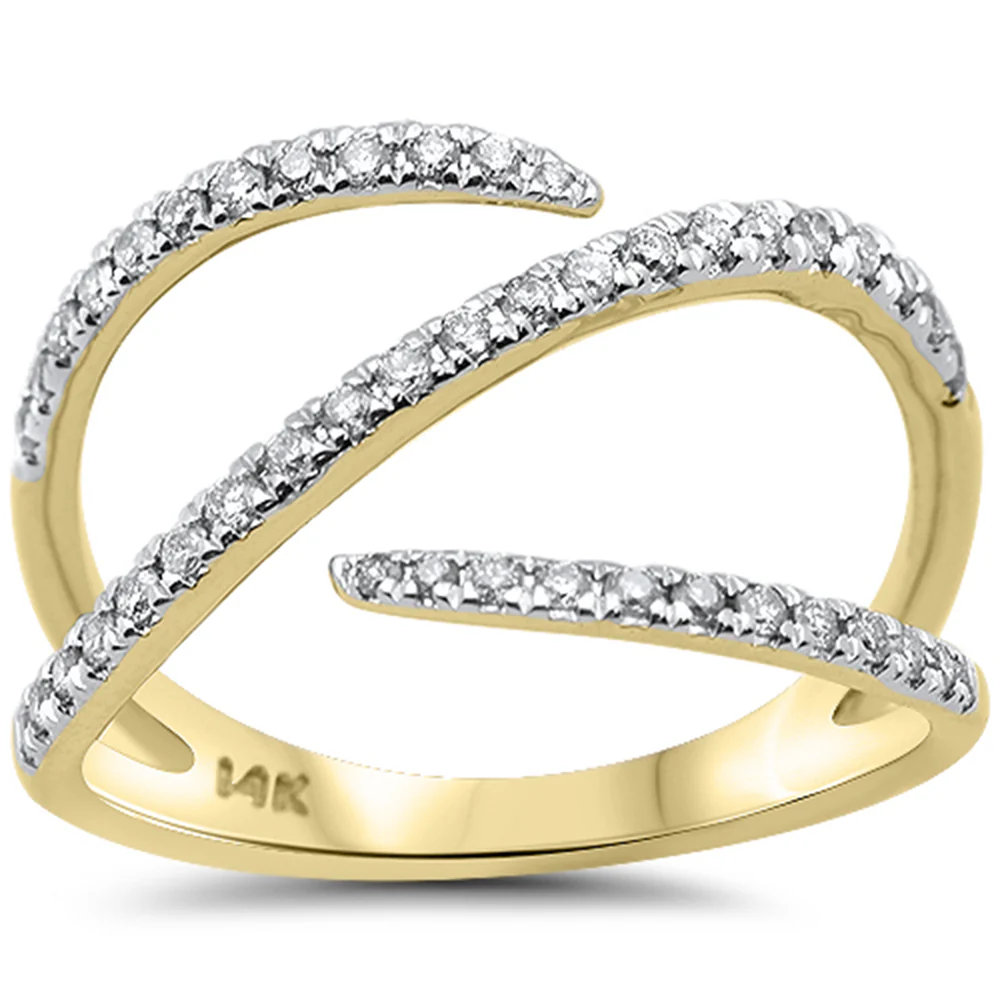 <span style="color:purple">SPECIAL!</span> .32ct G SI 14K Yellow Gold Diamond Open Modern Trendy Band Ring Size 6.5