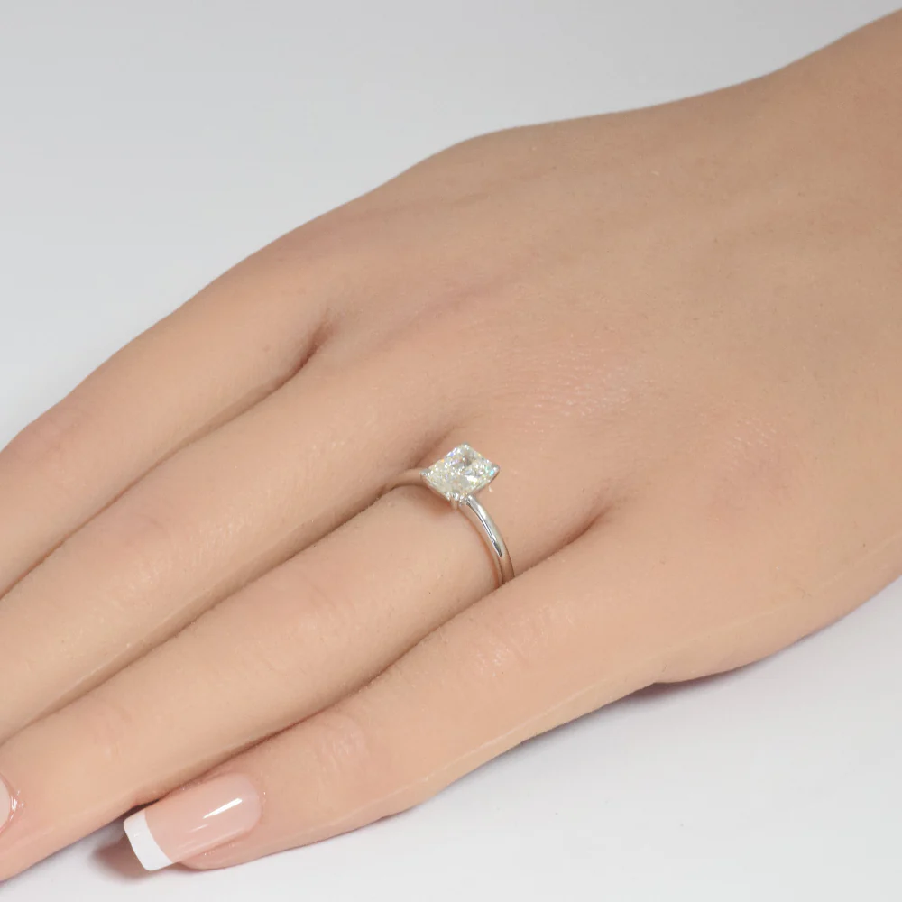 <span style="color:purple">SPECIAL!</span> 1.01ct 14K White Gold Radiant Cut Diamond Solitaire Ladies Ring Size 7 - Image 2