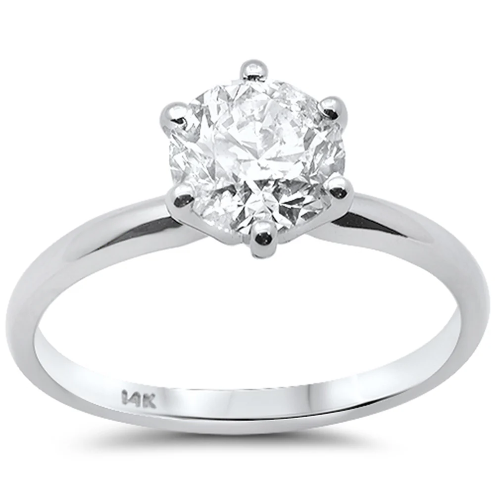<span style="color:purple">SPECIAL!</span> 1.33ct G SI 14K White Gold Round Diamond Solitaire Engagement Ring Size 6.5