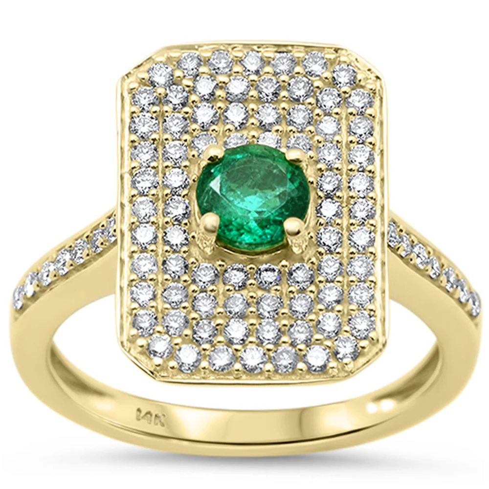 <span style="color:purple">SPECIAL!</span> 1.08ct G SI 14K Yellow Gold Diamond & Emerald Gemstone Ring Size 6.5