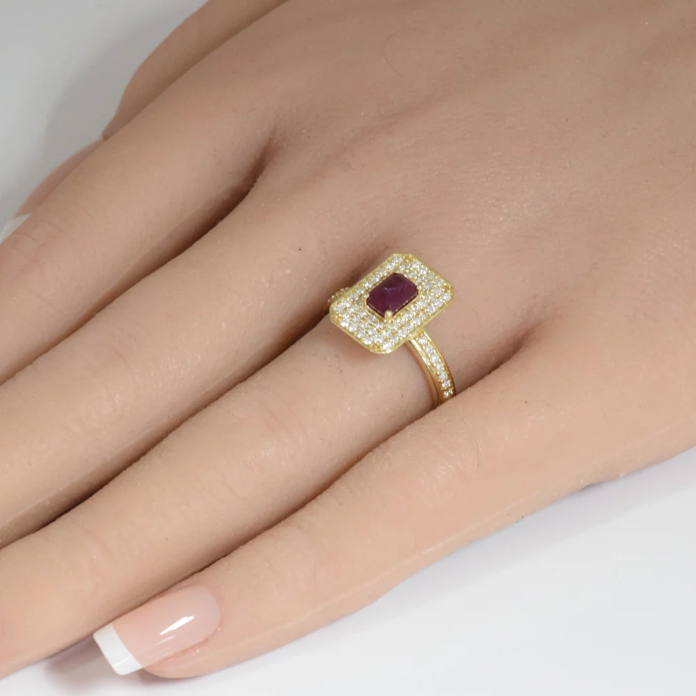 <span style="color:purple">SPECIAL!</span> 1.32ct G SI 14K Yellow Gold Diamond & Ruby Gemstone Ring Size 6.5 - Image 2
