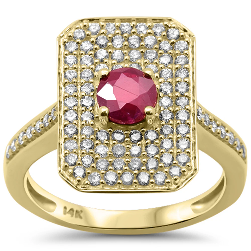 <span style="color:purple">SPECIAL!</span> 1.45ct G SI 14K Yellow Gold Diamond & Ruby Gemstone Ring Size 6.5