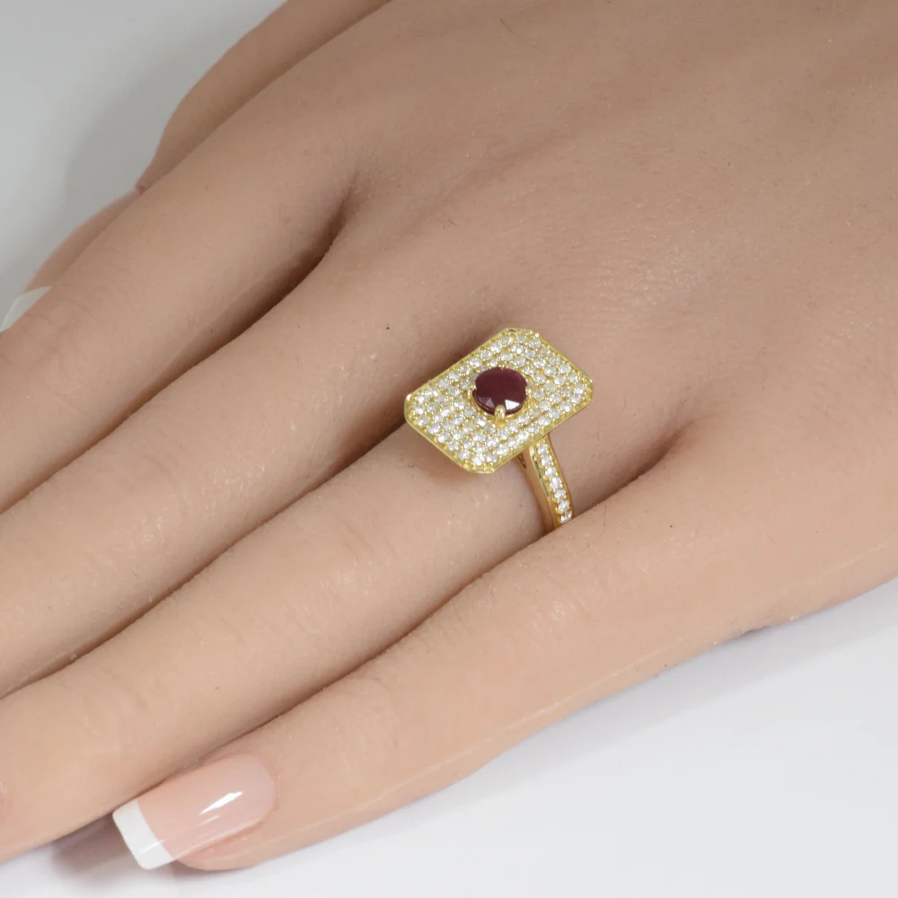 <span style="color:purple">SPECIAL!</span> 1.45ct G SI 14K Yellow Gold Diamond & Ruby Gemstone Ring Size 6.5 - Image 2