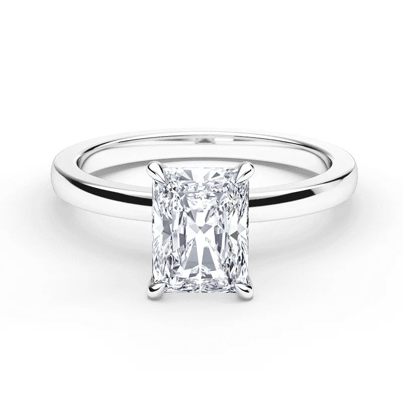 <span style="color:purple">SPECIAL!</span> .70ct G SI 14K White Gold Radiant Cut Diamond Solitaire Ring Band Size 6.5