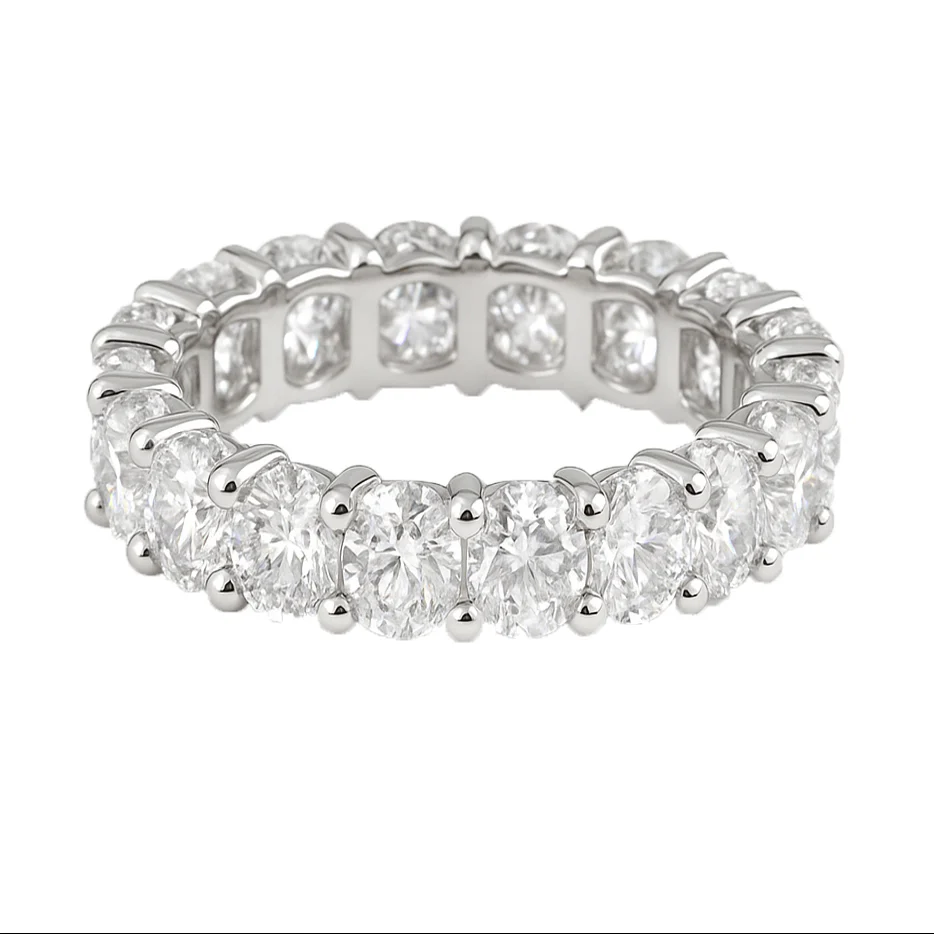 <span style="color:purple">SPECIAL!</span> 4.16ct G SI 14K White Gold Oval Cut Diamond Eternity Ring Size 6.5