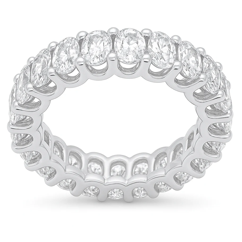 <span style="color:purple">SPECIAL!</span> 4.16ct G SI 14K White Gold Oval Cut Diamond Eternity Ring Size 6.5 - Image 2