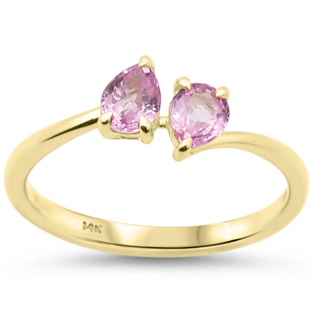 <span style="color:purple">SPECIAL!</span> .75ct G SI 14K Yellow Gold Pear Shaped Pink Sapphire Gemstone Ring Size 6.5