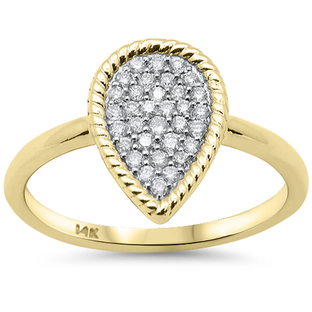 <span style="color:purple">SPECIAL!</span> .19ct G SI 14K Yellow Gold Pear Shape Diamond Ring Size 6.5