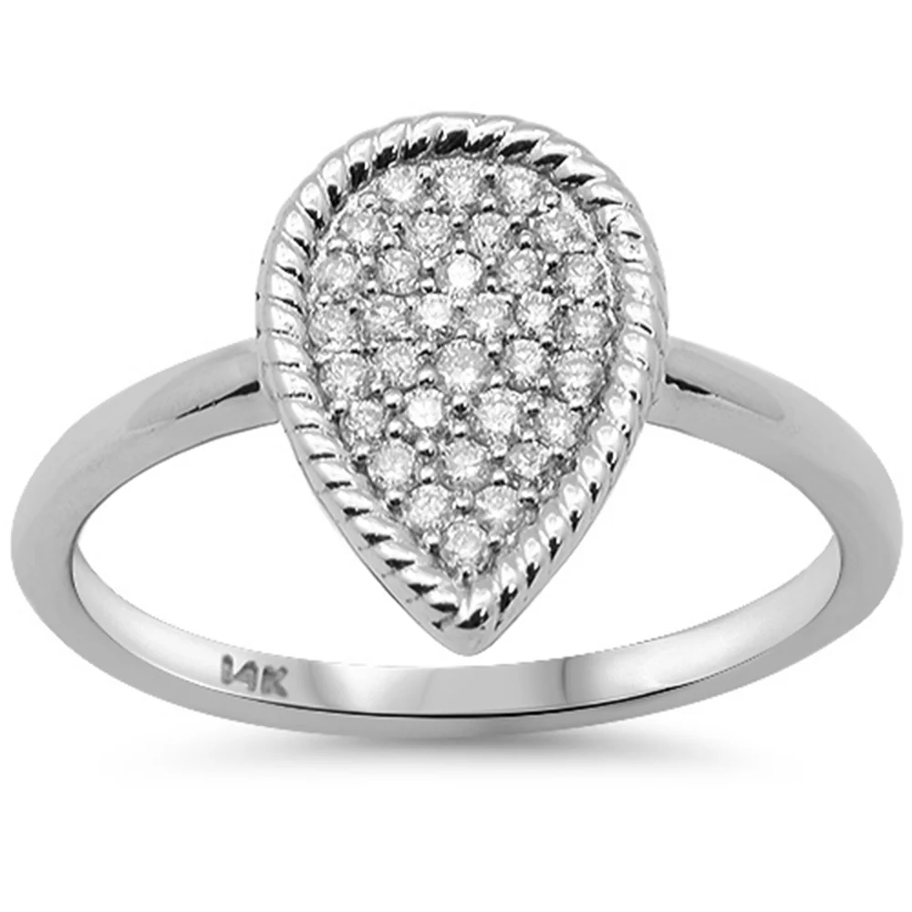 <span style="color:purple">SPECIAL!</span> .20ct G SI 14K White Gold Pear Shape Diamond Ring Size 6.5
