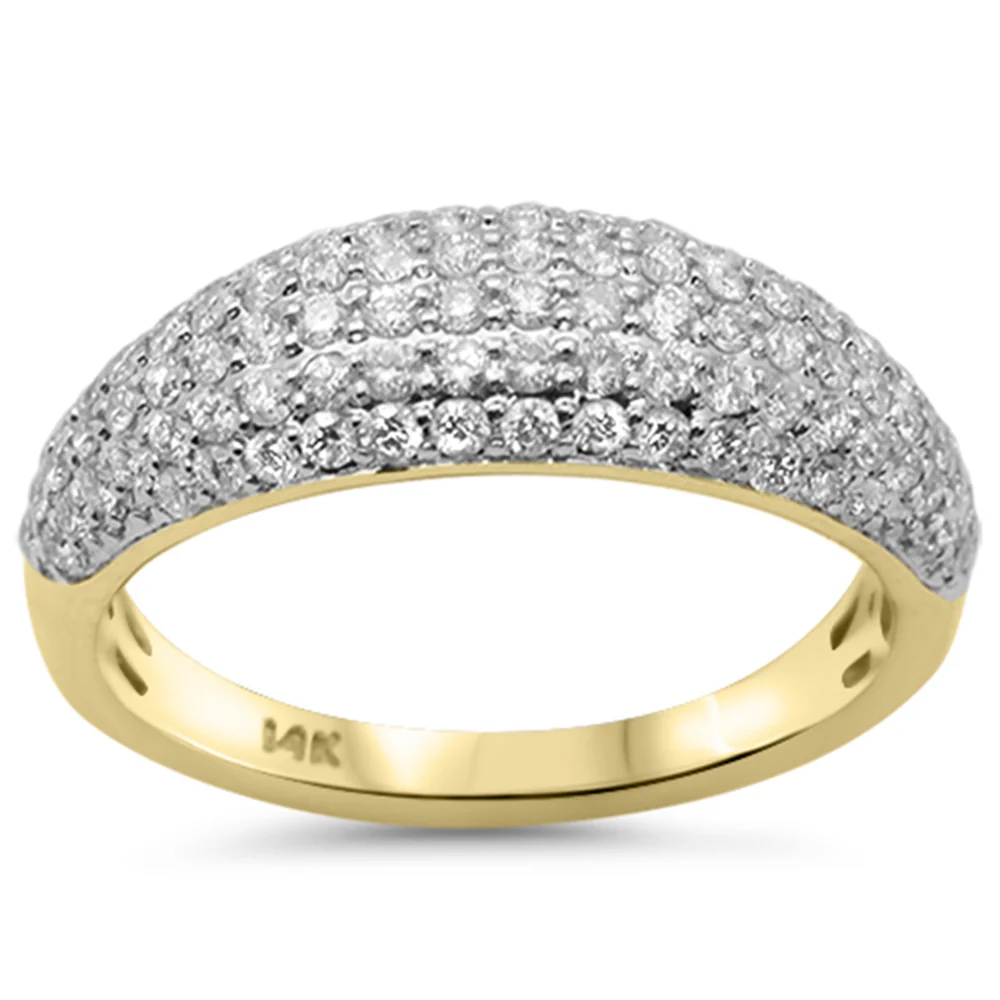 <span style="color:purple">SPECIAL!</span> .72ct G SI 14K Yellow Gold Round Pave Diamond Band Ring Size 6.5