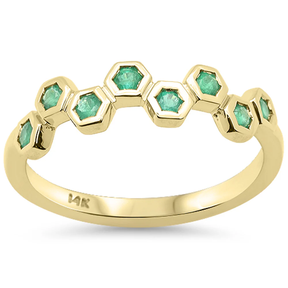 <span style="color:purple">SPECIAL!</span> .29ct G SI 14K Yellow Gold Emerald Gemstone Ring Band Size 6.5