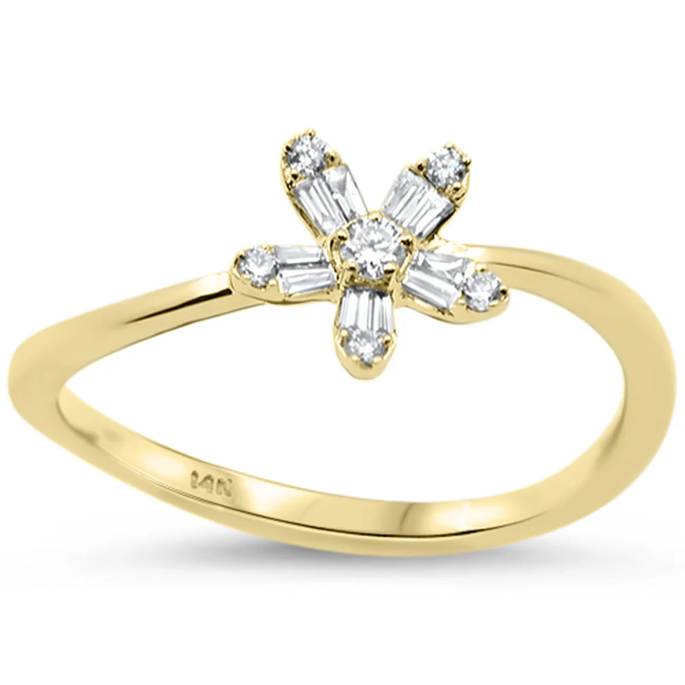 <span style="color:purple">SPECIAL!</span> .15ct G SI 14K Yellow Gold Diamond Flower Diamond Ring Size 6.5