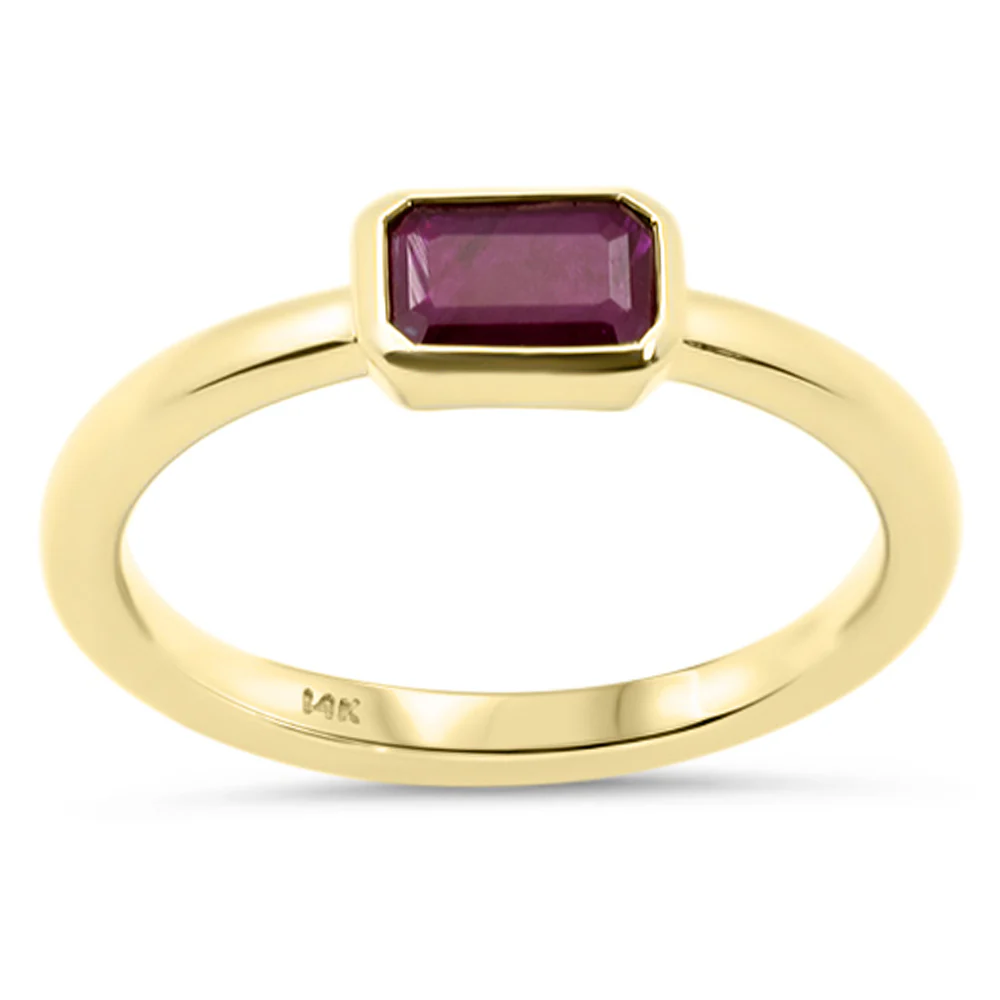 <span style="color:purple">SPECIAL!</span> .58ct G SI 14K Yellow Gold Bezel Set Ruby Gemstone Ring Size 6.5