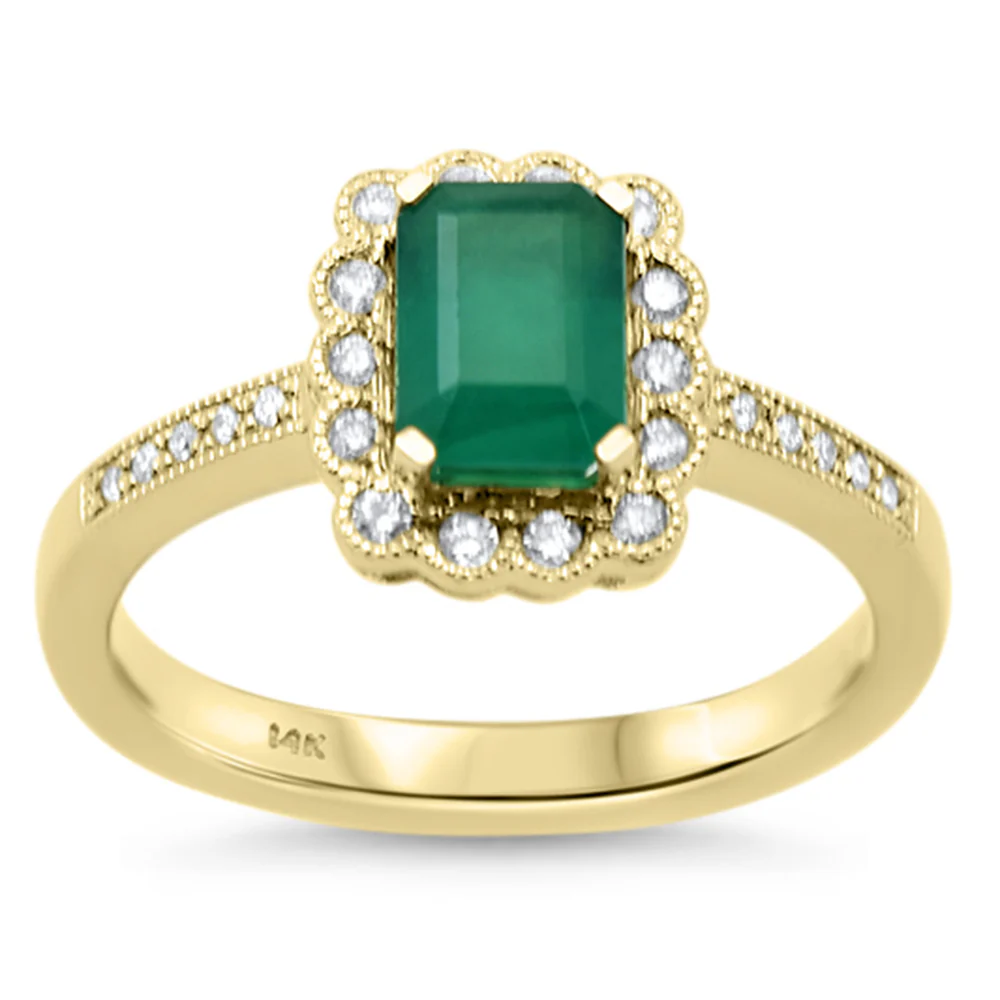 <span style="color:purple">SPECIAL!</span> 1.24ct Gemstones G SI 14K Yellow Gold Diamond & Emerald Gemstone Ring Size 6.5