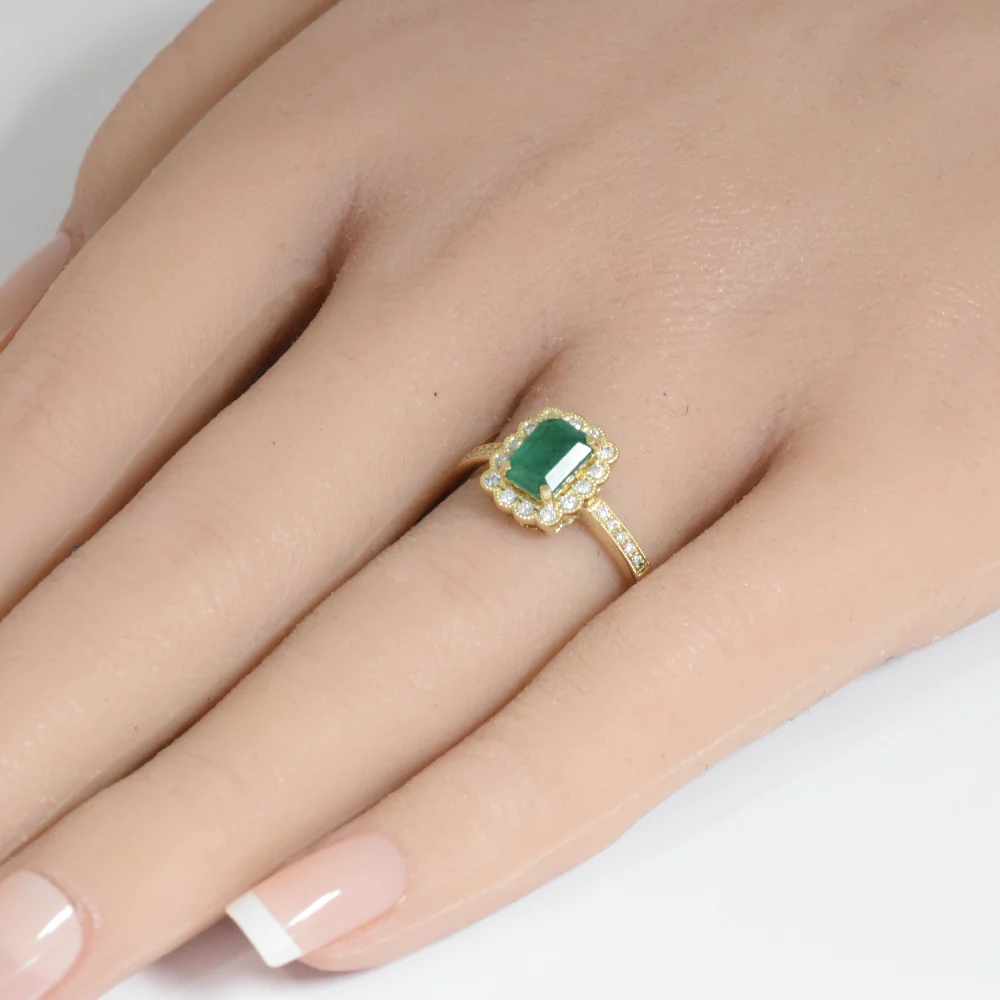 <span style="color:purple">SPECIAL!</span> 1.24ct Gemstones G SI 14K Yellow Gold Diamond & Emerald Gemstone Ring Size 6.5 - Image 2